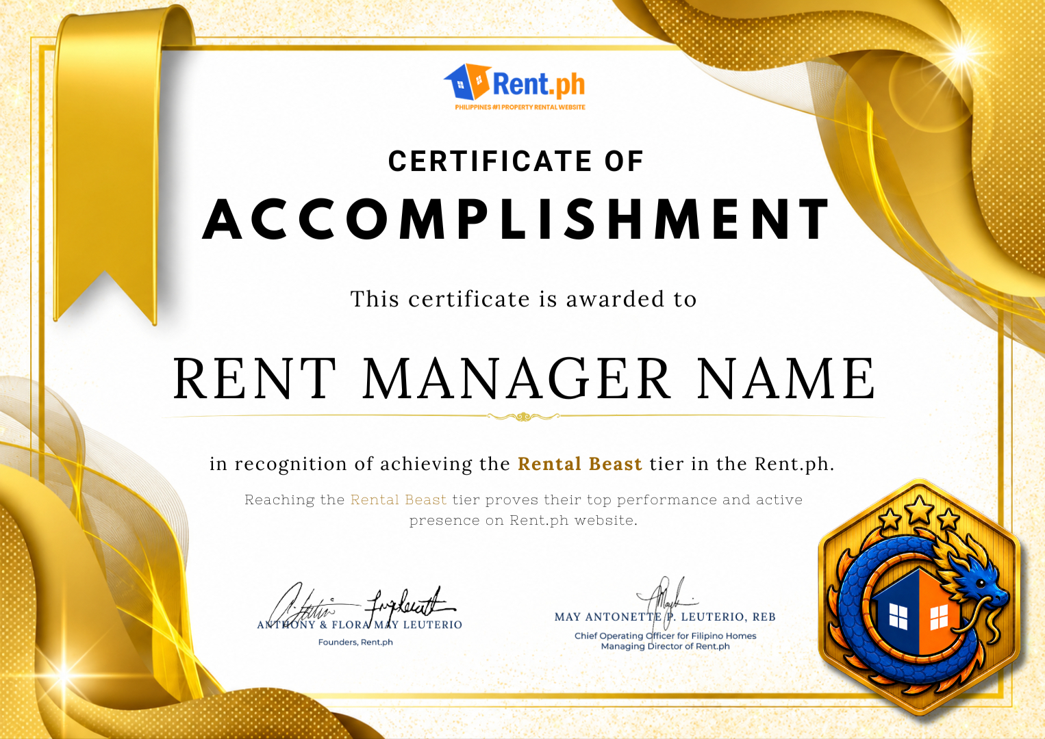 Rent Beast Digital Certificate