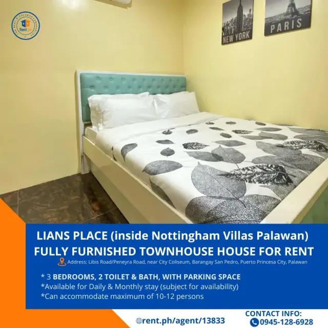 FULLY FURNISHED DUPLEX TOWNHOUSE (LIANS PLACE - NOTTINGHAM VILLAS PALAWAN) NEAR CITY COLISUEM - Secondary Image