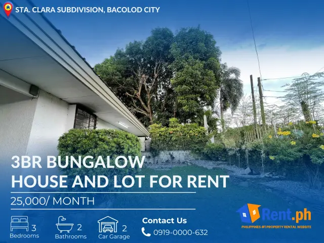 3BR BUNGALOW HOUSE AND LOT FOR RENT IN STA. CLARA SUBDIVISION BACOLOD CITY - Secondary Image
