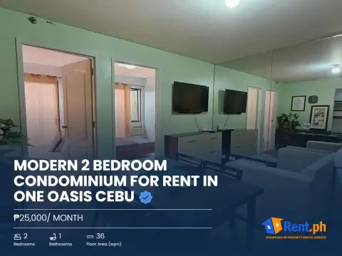 Modern 2 Bedroom Condominium For Rent in One Oasis Cebu