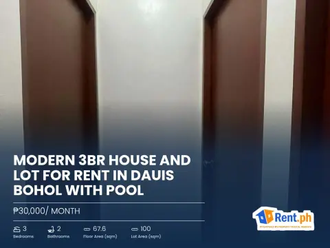Modern 3BR House and Lot For Rent in Dauis Bohol with Pool