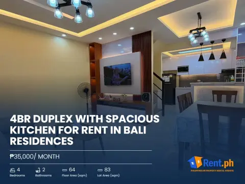 4BR DUPLEX WITH SPACIOUS KITCHEN FOR RENT IN BALI RESIDENCES