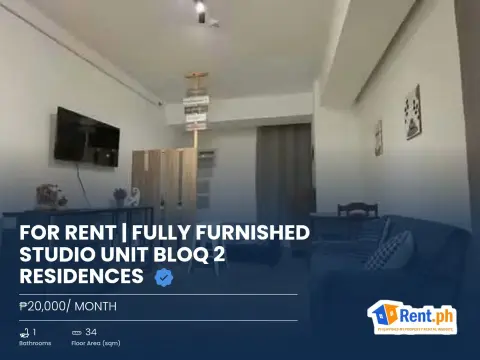FOR RENT | FULLY FURNISHED STUDIO UNIT BLOQ 2 RESIDENCES