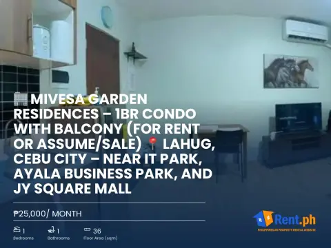 mivesa-garden-residences-1br-condo-with-balcony-for-rent-or-assumesale-lahug-cebu-city-near-it-park-ayala-business-park-and-jy-square-mall-for-rent