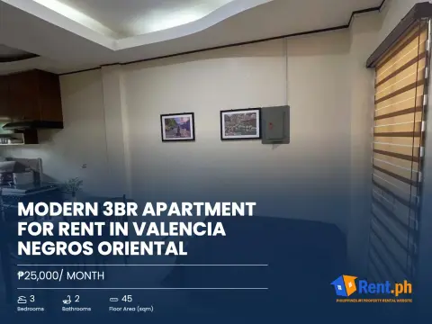 Modern 3BR Apartment For Rent in Valencia Negros Oriental