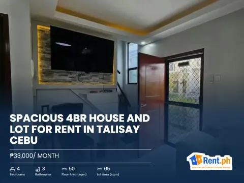 Spacious 4BR House and Lot For Rent in Talisay Cebu
