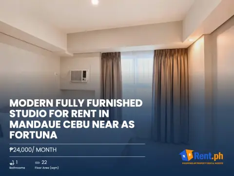 Modern Fully Furnished Studio For Rent in Mandaue Cebu near AS Fortuna