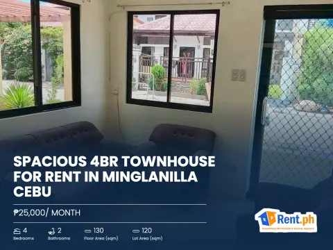 Spacious 4BR Townhouse For Rent in Minglanilla Cebu