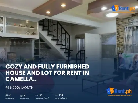 Cozy and Fully furnished House and Lot for rent in Camella..