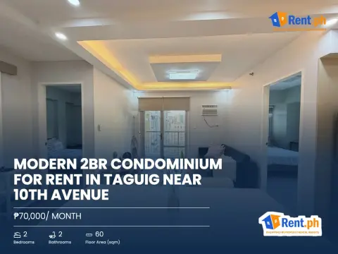Modern 2BR Condominium For Rent in Taguig near 10th Avenue