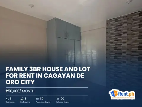 Family 3BR House and Lot For Rent in Cagayan De Oro City