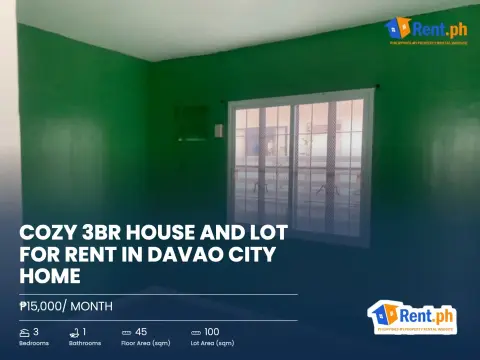 Cozy 3BR House and Lot For Rent in Davao City Home
