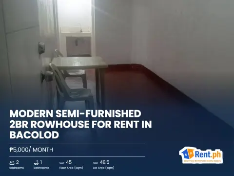 Modern Semi-Furnished 2BR Rowhouse For Rent in Bacolod