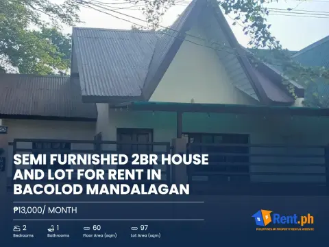 Semi Furnished 2BR House and Lot For Rent in Bacolod Mandalagan
