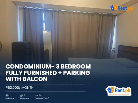 Condominium- 3 Bedroom fully furnished + parking with balcon