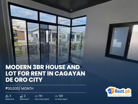 Modern 3BR House and Lot For Rent in Cagayan De Oro City
