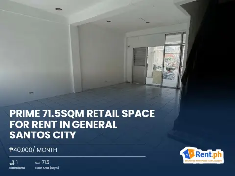 Prime 71.5sqm Retail Space For Rent in General Santos City