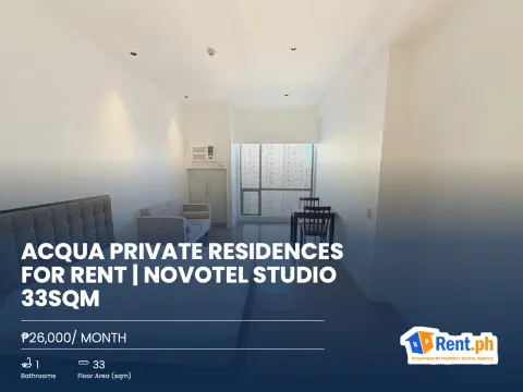 Acqua Private Residences For Rent | Novotel Studio 33sqm