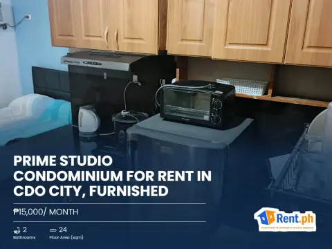 Prime Studio Condominium For Rent in CDO City, Furnished
