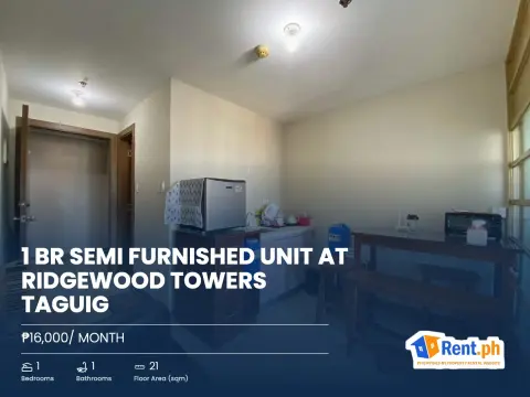 1 BR Semi Furnished Unit at Ridgewood Towers Taguig