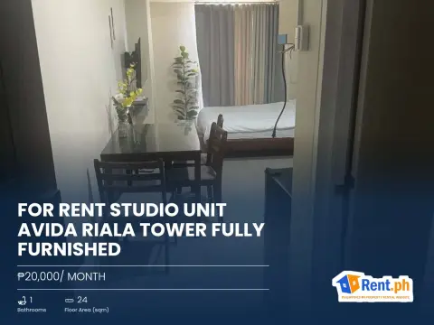 For rent studio unit Avida Riala Tower Fully Furnished