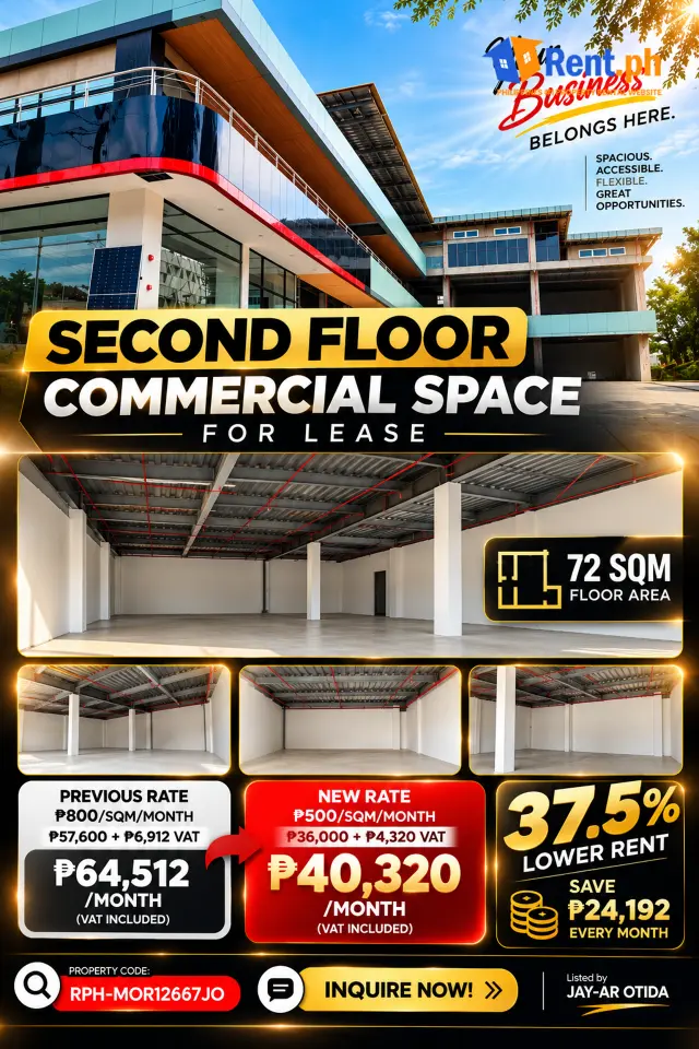 PRIME BUILDING — 72 SQMCOMMERCIAL SPACE FOR RENT 2nd Floor - Secondary Image